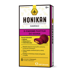 Honikan gardło 2-fazowe pastyki do ssania 8 pastylek