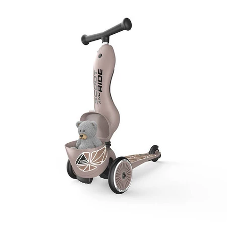 SCOOTANDRIDE Highwaykick 1 Lifestyle 2w1 Jeździk i hulajnoga z zamykanym schowkiem 1-5 lat Brown Lines