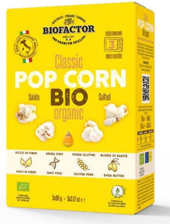 Biofactor Popcorn z solą do mikrofalówki BEZGL. BIO 3 x 90 g