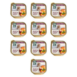 Zestaw 10x PURE NATURE DOG Huhn Lachs - kurczak i łosoś z dynią dla dorosłych psów (150g)