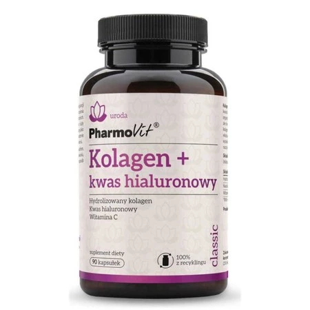 KOLAGEN + KWAS HIALURONOWY BEZGLUTENOWY 90 KAPSUŁEK 57,15 g - PHARMOVIT (CLASSIC)