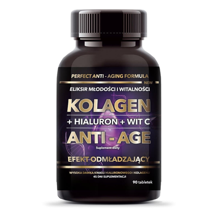 Zestaw Intenson: 2x Kolagen Anti-Age + Hialuron + Witamina C 90 tabl. + 1x Collagen Candy 60 tabl. smak truskawka - gratis