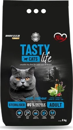 Tasty Cats Life Karma dla kotów sterylizowanych z łososiem 8 kg