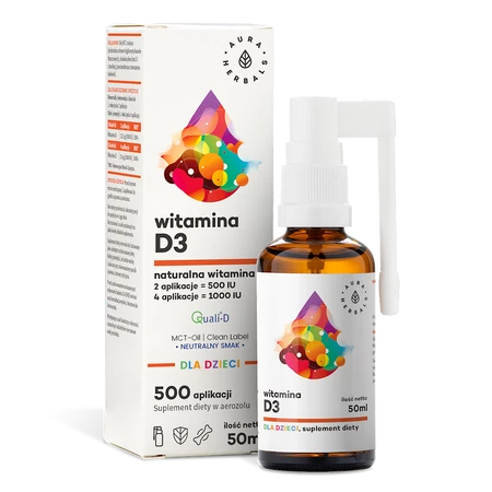 Aura Herbals − Witamina D3 dla dzieci MCT aerozol − 50 ml