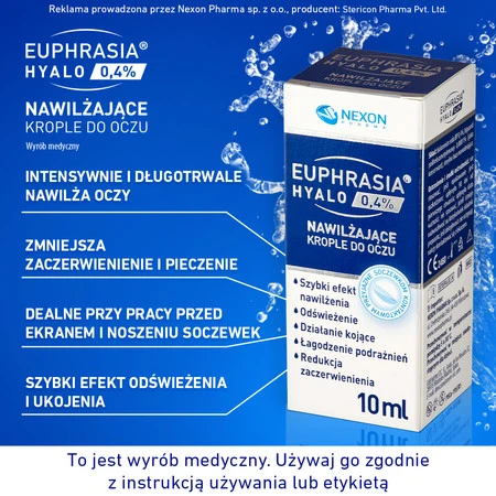Nexon Euphrasia Hyalo 0,4% Nawilżające Krople Do Oczu 10ml