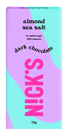 N!CK'S Nicks Gorzka czekolada z migdałami i solą morską bez cukru75g