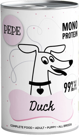 Paka Zwierzaka Pepe Duck 99% kaczka- karma mokra dla psa - 400g