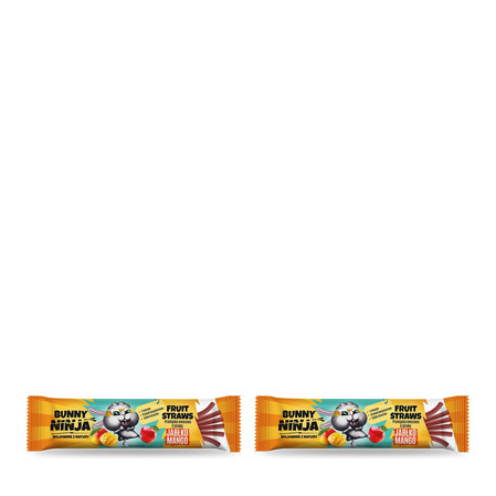 Zestaw: 2x Bunny Ninja Fruit Straws przekąska owocowa o smaku jabłko-mango 16g zero cukru