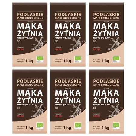 Zestaw 6x Mąka żytnia razowa BIO typ 2000 1 kg