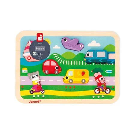 Janod Puzzle drewniane 3D Pojazdy 7 el.,18 m+