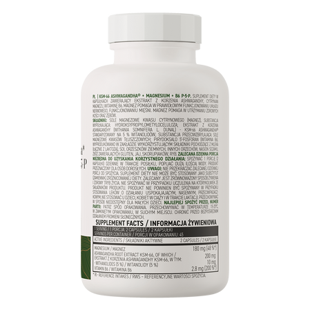 Ostrovit KSM-66 Ashwagandha® + Magnez + B6 P-5-P VEGE 90 kaps.