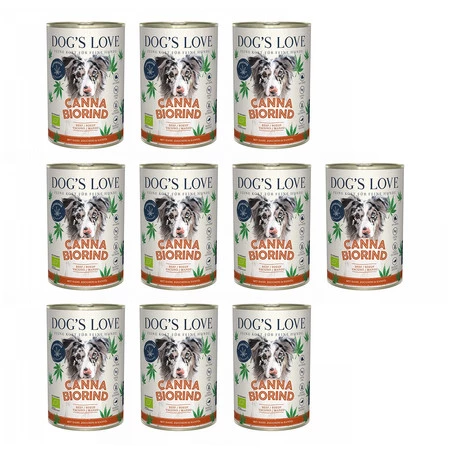 Zestaw 10x DOG'S LOVE Canna Canis Bio Rind - ekologiczna wołowina z konopiami, cukinią i olejem konopnym (400g)
