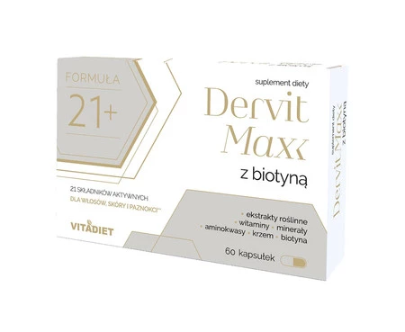 Vitadiet Dervit MAXX Z Biotyną 60 Kaps. Na włosy