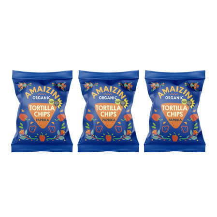 Zestaw: 3x CHIPSY KUKURYDZIANE O SMAKU PAPRYKOWYM BEZGLUTENOWE BIO 75 g - AMAIZIN