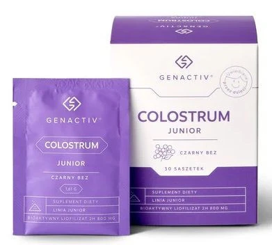 GENACTIV Colostrum Junior czarny bez saszetki 800mg 30 sasz. - bioaktywny liofilizat 2h