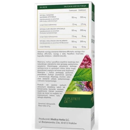 Medica Herbs Waleriana Melisa Passiflora 60 k