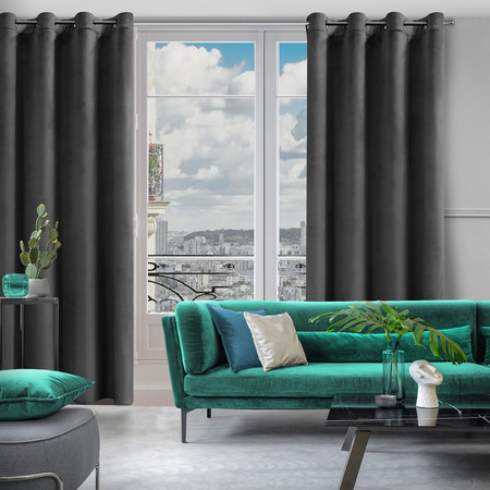 ZASŁONA GOTOWA D91 ROSA 140 X 250 CM CZARNY