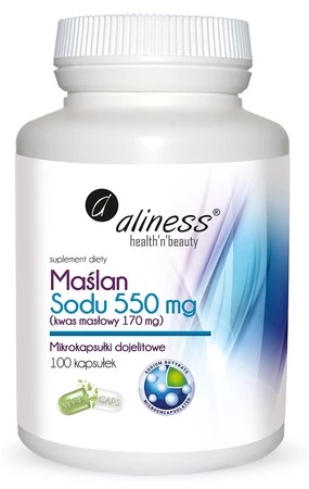 Aliness Maślan Sodu  550 mg (Kwas masłowy 170 mg) x 100 VEGE kaps.