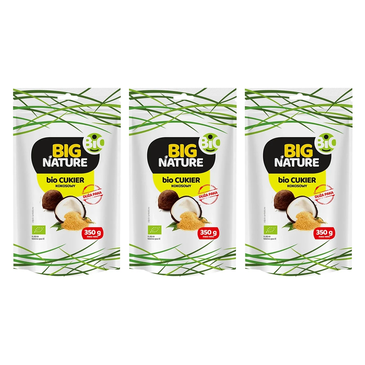 Zestaw 3x Big Nature Cukier Kokosowy Bio 350 g - Nabea.pl