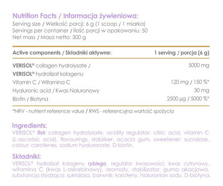 ALLNUTRITION Alldeynn Collarose Fish Kolagen Peptydy + Witamina C + Biotyna 300g smak pomarańcza