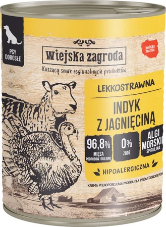 WIEJSKA ZAGRODA Indyk z Jagnięciną bez zbóż 800g