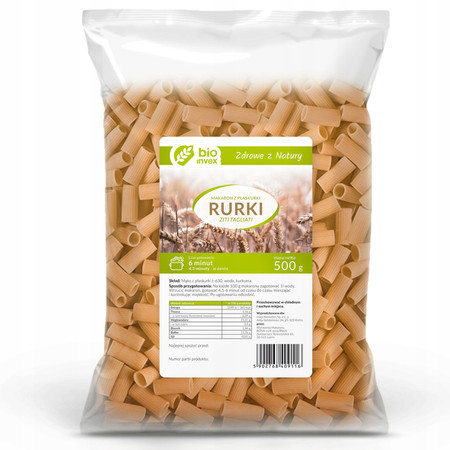 BIO Invex Makaron płaskurka rurki 500 g