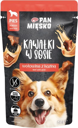 Pan Mięsko Kawałki w sosie Wołowina z koziną - mokra karma dla psa - 150g