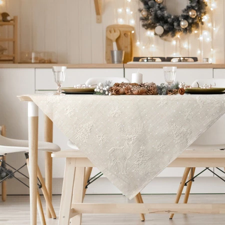 Świąteczny bieżnik dekoracyjny rozm.: 85 x 85 cm, kolor: beżowy