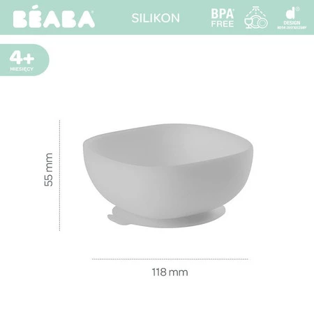 Beaba Silikonowa miseczka z przyssawką grey