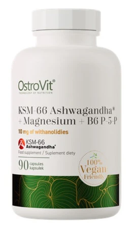Ostrovit KSM-66 Ashwagandha® + Magnez + B6 P-5-P VEGE 90 kaps.