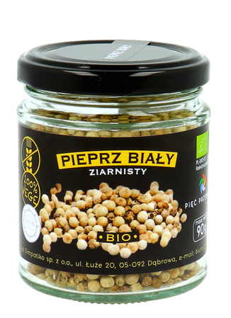 PIĘĆ PRZEMIAN Pieprz biały ziarnisty bezglutenowy BIO 90g