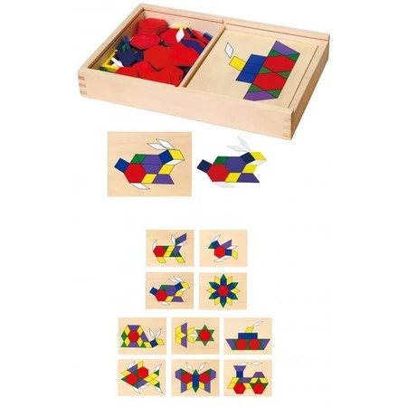 Viga Toys − Drewniana mozaika geometryczna, układanka logiczna, klocki 148 el.