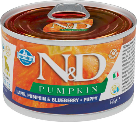 FARMINA ND DOG PUMPKIN Lamb Blueberry PUPPY Jagnięcina Dynia Borówki 140g