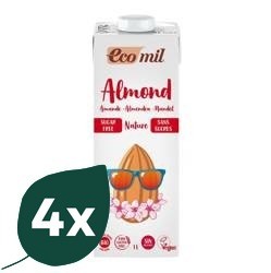 Zestaw: 4x EcoMil − Napój migdałowy bez cukru bezgl. BIO − 1000 ml
