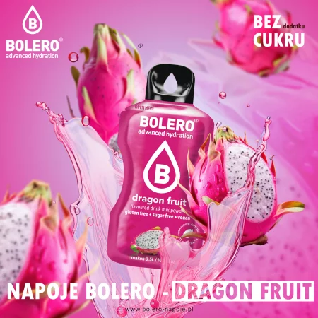 Zestaw Bolero Smoczy owoc ze stewią 12 szt. x 3g napój w proszku bez cukru