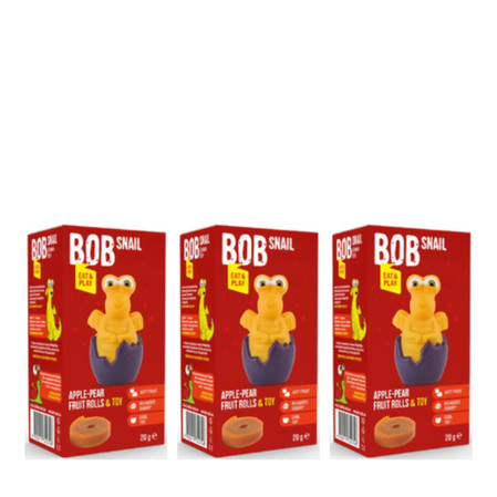 Zestaw: 3x Bob Snails - Zabawka z przekąską jabłko-gruszka - 20g