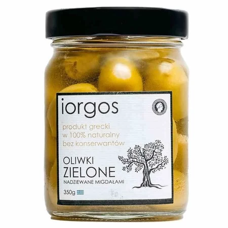Oliwki zielone PREMIUM z migdałami IORGOS, 350g