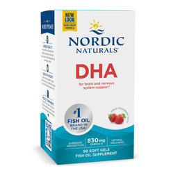 Nordic Naturals DHA-830 mg kwas Omega 3 DHA i EPA  90 kaps. smak truskawka