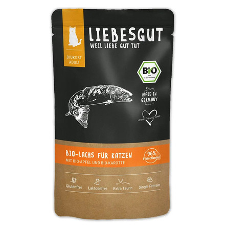 LIEBESGUT BIO LACHS - Łosoś z jabłkiem i marchewką ekologiczna mokra karma dla kota (100g)