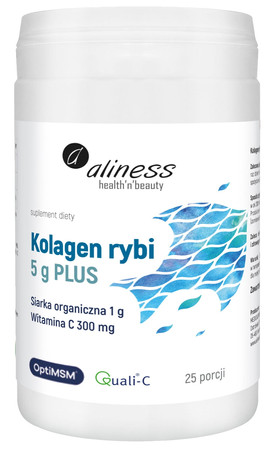 Aliness Kolagen rybi 5 g PLUS siarka OptiMSM, witamina C x 25 porcji