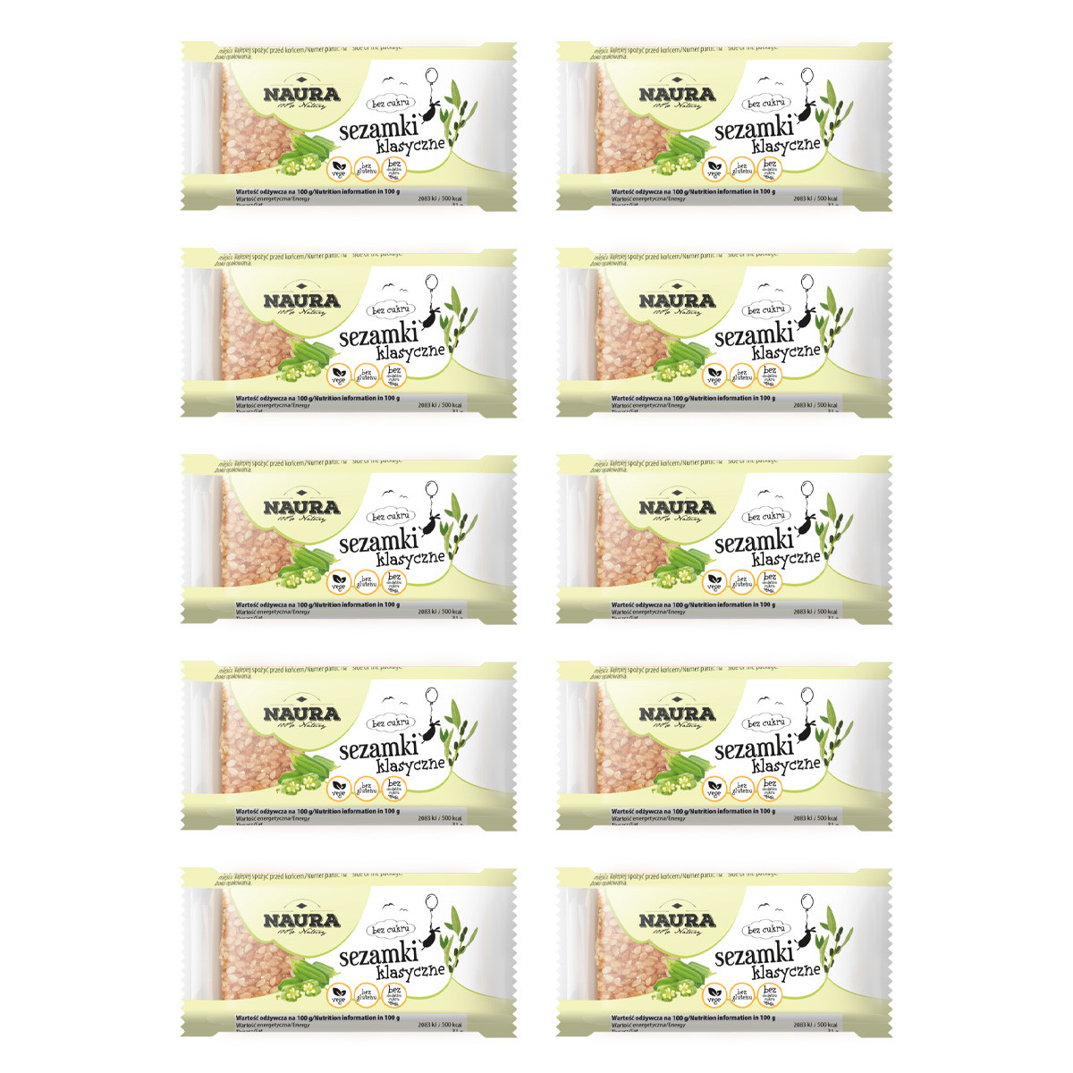 Zestaw 10x Sezamki bez cukru 27 g - Nabea.pl