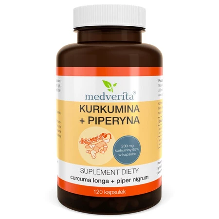 Medverita Kurkumina Piperyna wsparcie wątroby 120 kaps.