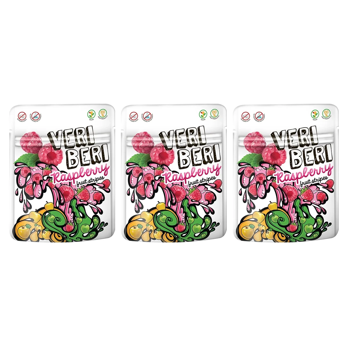 Zestaw 3x Veri Beri Bezglutenowe żelki malina 50 g - Nabea.pl