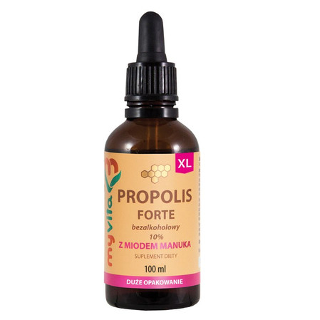 MyVita Propolis Forte bezalkoholowy z miodem Manuka 10% krople XL 100ml