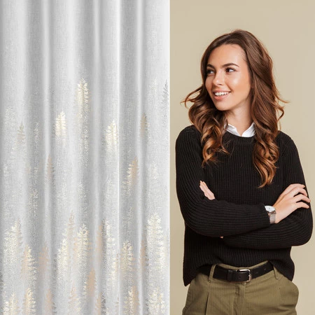 Firana gotowa z błyszczącym nadrukiem rozm.: 140 x 250 cm, kolor: biały