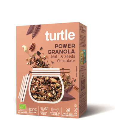 TURTLE GRANOLA CZEKOLADOWO - ORZECHOWA Z NASIONAMI BEZGLUTENOWA BIO 350 g