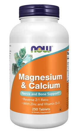 Now Foods MAGNEZ 266 mg z WAPNIEM, cynkiem i witaminą D 250 kaps.