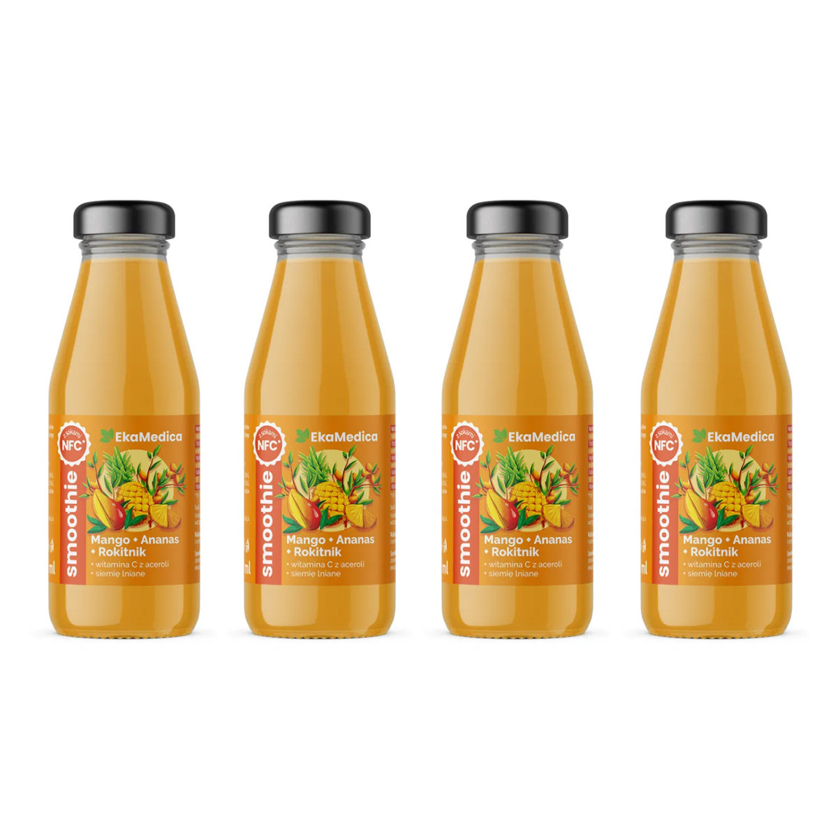 Zestaw 4x EkaMedica Smoothie mango-ananas-rokitnik 250ml - Nabea.pl