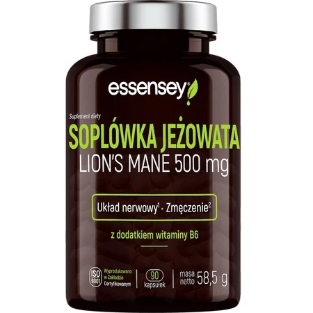 Essensey Soplówka Jeżowata + witamina B6 na wsparcie układu nerwowego 90 kaps.