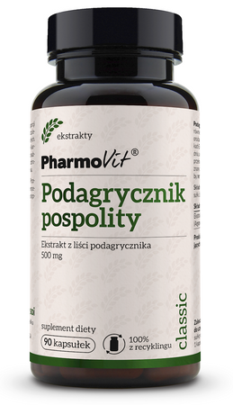 PHARMOVIT PODAGRYCZNIK POSPOLITY EKSTRAKT (450 mg) BEZGLUTENOWY 90 kaps.